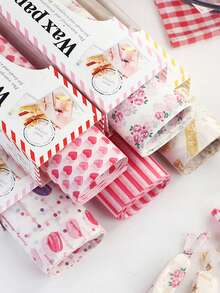 50张/包 家用厨房烘焙食品纸 防油纸 食品包装纸 - 粉色 - 查看 1