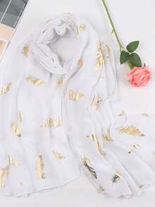 1件装女士时尚金箔羽毛围巾头带，适合日常佩戴、海滩度假等场合 - 白色 - 查看 6