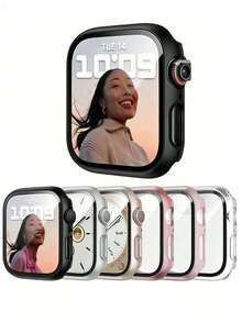 6-Piece PC+Tempered Glass Integrated Watch Case, Anti-Drop Stylish Casual Protective Cover, Compatible With Apple Watch 38/40/41/42/44/45/46/49mm, Compatible With Apple Watch Ultra/SE Series 11/10/9/8/7/6/5/4/3/2/1, Smart Watch Accessories - 6 Colors - View 9
