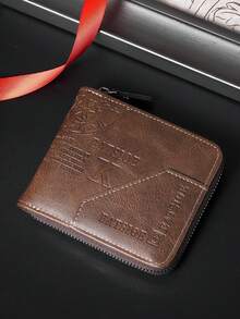 Cartera corta con cremallera para hombre, diseño vintage en relieve, múltiples ranuras para tarjetas, cartera casual y duradera - Multicolor - Ver 15