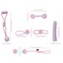 7pcs/5pcs/1pc Pink Series Pet Toy Set - Made Of Durable Silicone And Rope, Suitable For Dog/Cat Dental Care And Entertainment - Multicolor - View 5