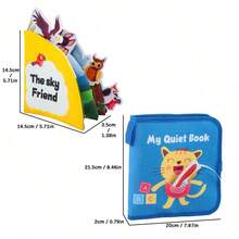 婴儿早教防撕布书玩具 - 带沙沙纸，防水，3D布书，静音撕书，益智软布书玩具 - 彩色 - 查看 4