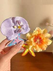 1件波西米亚风优雅度假海星花朵发夹，多功能刘海发夹，女士适用 - 彩色 - 查看 2