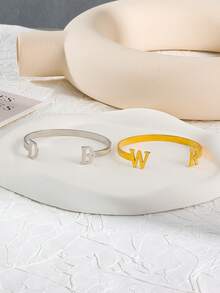 Vòng tay nữ bằng thép không gỉ được thiết kế riêng theo yêu cầu, có thể khắc tên, chữ cái, hình trái tim, bướm, vương miện, quà tặng sinh nhật, ngày Valentine, Giáng sinh. - Vòng tay vàng 1 - Xem 4