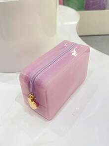 MIYIN 1pc PVC Transparent Cosmetic Bag, Travel Makeup Pouch, Makeup Brush Holder, Toiletry Bag, Beach Bag, Cosmetic Storage Organizer, Travel Makeup Organizer, Gift Bag With Zipper, Nail Polish Bag - Pink - View 4