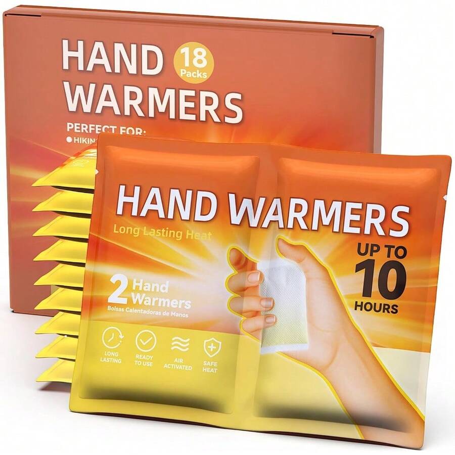 10 Pairs Disposable Air Activated Hand Warmers Long Lasting Heat Portable Odorless Warmth For Outdoor Winter Sports Camping Hiking Use - 18 Pack - View 1