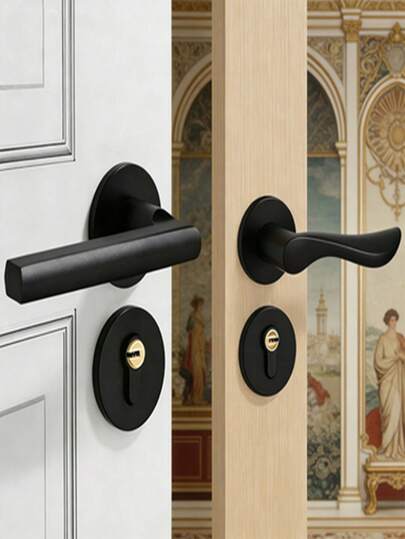 Modern Minimalist Indoor Room Door Silent Split Door Lock, Universal Solid Door Handle For Interior Wooden Doors, High-End Luxury, Suitable For Both Household And Engineering Use Wooden Door Locks