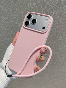 Ốp điện thoại silicon mềm mại, họa tiết vải thiều, thân thiện với da, chống sốc, chống trượt, chống bám vân tay, phong cách Dopamine Sweet Girl, tương thích với iPhone & Galaxy - Hồng - Xem 7