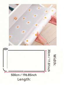 1 Roll Daisy Pattern Kitchen Cabinet Shelf Liner, Non-Adhesive Drawer Liner, Non-Slip Refrigerator Mat, EVA Waterproof Fridge Pad, Cabinet Liner, Easy Placemat - Multicolor - View 11