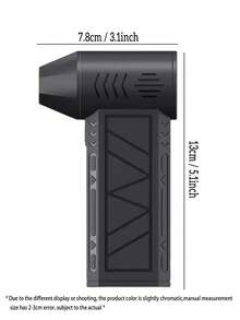 1pc Black Mini Turbine Jet Electric Portable Air Duster With LED Light, Battery Level Display, Handheld Cleaning Tool, Type-C Charging, 13000RPM, Suitable For Car, Computer, Keyboard, Pet Hair, Camping Fan, Snow Removal - A - View 3