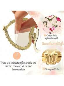 1pc Portable Heart-Shaped Folding Makeup Mirror With Cute Cloth Cover And Printed Pattern - Double Side Cosmetic Mirror Suitable For Home And Travel, Ideal Gift For Women, Girls, Mothers, Friends And Wives, Compact Mirror, Pocket Small Vanity Mirror, Living Room Home Bedroom Bathroom House Decor, Travel Stuff, Wedding, Party, Birthday, Gifts For Men Mom Dad Best Friends Teacher, New Years, Accessories, Funny Gift,Makeup,Cheap,Room Decor,Vanity,Travel,Bedroom,Makeup Accessories,Mirror,Vanity Mirror,Mini Mirror,Compact Mirror,Mirror Small,Hand Mirror,Cheap,Stocking Stuffers,Makeup,Makeup Tools,Cheap Stuff,Gifts,Gifts For Women,Christmas Gifts - Nhiều màu - Xem 6