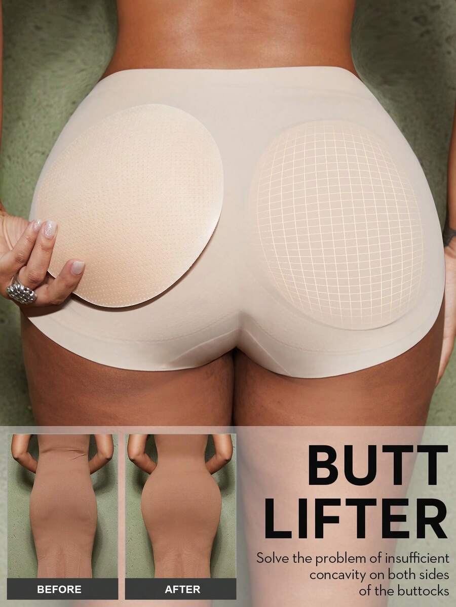 Calcinha modeladora feminina com bojo removível, design sem costura para levantar e realçar o bumbum, criando uma silhueta perfeita. - Damasco - Ver 1
