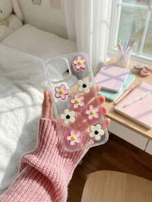 5pcs Acrylic Painted Drip Oil Small Flower Beads, DIY Phone Strap, Keychain, Jewelry Accessories - Flower - View 3