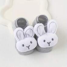 1 Paar süße Kaninchen-Themen Baby Socken, rutschfeste Bootsocken, weich, bequem, atmungsaktiv mit langem Ohr Design in verschiedenen Farben, geeignet für alle Jahreszeiten - Verschiedenfarbig - Übersicht 9
