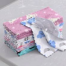 5PCS Kitchen Cleaning Cloths With Printed Design, Double-Layered, Thickened, Absorbent, Non-Oily, Suitable For Washing Dishes And Wiping Tables - 5 Cartoon Cleaning Cloths - View 5