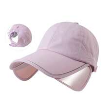 Wide Brim Sunscreen Baseball Hat Quick Dry UV Protection Sports Cap Sun Protection Reflective Strip Retractable Sun Hat - A - View 11