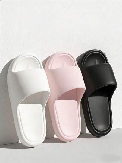 Light Luxury Matte EVA Leather-Like Cool Slippers, Cloud-Like Thick-Soled Home Slippers, Durable, Easy To Clean, Suitable For All Seasons