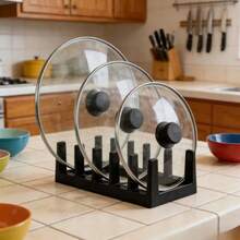 1pc Kitchen Lid Organizer Rack, 1pc Dish Drying Rack, 1pc Creative Desktop Bookshelf, 1pc Bowl Lid Separator Rack - Multicolor - View 10