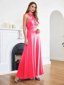 MisShow 72styles Infinity Dress With Bandeau, Convertible Bridesmaid Dress, Long, Plus Size, Multi-Way Dress, Twist Wrap Dress - Màu Hồng Tươi - Xem 5