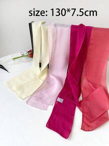 1pc Women Elegant Solid Color Lightweight Chiffon Scarf, Soft Lady Neck Accessory, Versatile For Head, Shoulder, Beach, Hair Decoration, An Ideal Choice To Accessorize You For Dress - Multicolor - View 6
