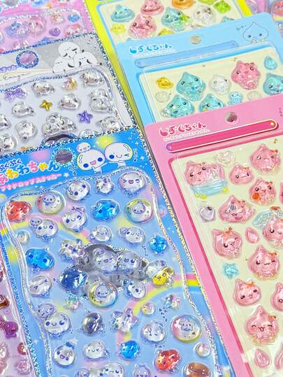 1张随机卡通贴纸，DIY装饰贴纸，可用于账号，送给朋友，惊喜不断，可爱又有趣，新年礼物，情人节礼物，复活节礼物（款式随机）