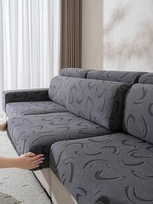 1pc All-Inclusive Sofa Slipcover, Suitable For All Four Seasons, Anti-Cat Scratch Sofa Protector Cover, Machine/Hand Washable, Non-Fading, Elastic Sofa Cushion - Grey - View 1