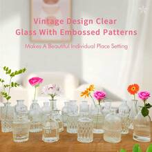 INFTYLE Glasvasen-Set, 24 Stü, kleine Glasvase für Blumen, Knospenvasen in Großpackung, Vintage-Blumenflasche, kleine Glasvase für Blumenarrangements, dekorativer Mittelpunkt, Dekoration für F3Y4 - Clear-24 - Übersicht 5