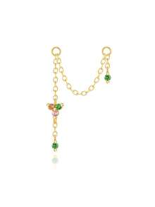 1pc 925 Sterling Silver Agate/Colorful CZ/Opal Earring Chain Accessory, 18K Gold Plated Earring Connector Chain, Convertible Dangle Earrings For Women With Double Pierced Ears - Gold - View 20