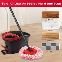 Home Times Đầu lau microfiber thay thế tương thích với hệ thống bình chứa Easy Wring 1, đầu lau bụi microfiber thay thế có thể tái sử dụng, miếng lau xoay tròn, đầu lau tròn, dễ dàng loại bỏ bụi, lý tưởng cho việc vệ sinh nhà cửa, văn phòng và xe hơi, dùng được cả khi lau khô và lau ướt. - A-2 CÁI - Xem 5