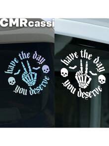 1张骷髅波浪贴纸，汽车贴纸，恐怖汽车贴纸，波浪贴纸，骷髅手贴纸，蝙蝠贴纸，女孩款 - 1pcs - 查看 2