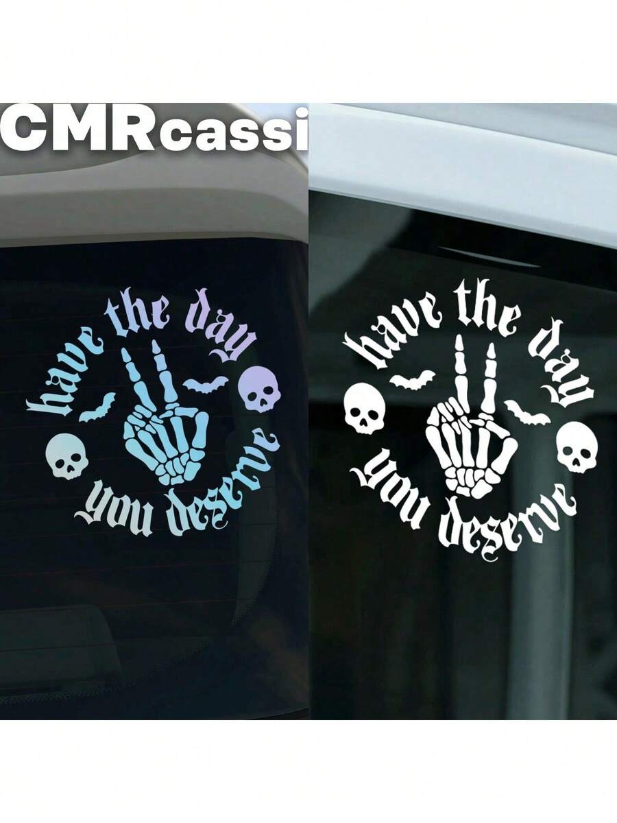 1张骷髅波浪贴纸，汽车贴纸，恐怖汽车贴纸，波浪贴纸，骷髅手贴纸，蝙蝠贴纸，女孩款