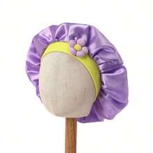 Customized Text Logo Oversized Elastic Satin Round Hat, Solid Color Wide Brim Ribbon Tie Sleeping Cap, Versatile Headscarf Hat, Retro French Style Wide Brim Ribbon Tie Sleeping Cap, Solid Color Satin Sleeping Cap Gift Box, Wide Brim Bow Tie Hat, Girl Hair Care Beauty Sleep Cap, Gift - Multicolor - View 12