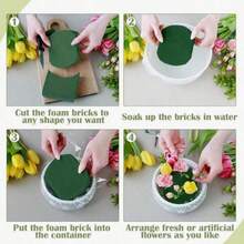 Bloque de espuma floral cuadrado de 14 cm x 8 cm x 4,5 cm, adecuado para flores frescas y manualidades con flores artificiales - Verde - Ver 5