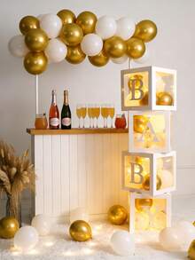 Boîte de ballons pour baby shower, boîte de rangement de ballons décorée, boîte de lettres DIY, boîte cadeau de décoration de fête d'anniversaire, boîte de ballons de décoration de fête de baby shower, faveurs de fête, décoration de chambre d'enfant, cadeau de Pâques, boîte de décoration de mariage, accessoires de photographie d'arrière-plan, fournitures de fête de remise des diplômes, Saint-Valentin - Multicolore - Voir 7