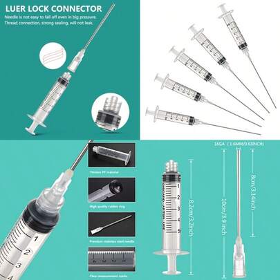 5ml/CC Luer Lock Injecion Syringe Ih Needle For Scienif Labs And Indusrial Dispeng Founain Pen Refill Ink Glue Plaion  Dispeng And Uring Pe Food Feeding Refilling Ink Cari CISS