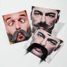 1件万圣节海盗服装逼真粘性毛毡假胡子面具化妆表演道具 - 黑色 - 查看 6