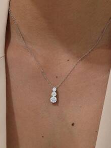 1pc Minimalist Fashionable S925 Sterling Silver Zirconia Necklace, Suitable For Women's Daily And Date Wear, Women's Jewelry Gift - Silver - View 1