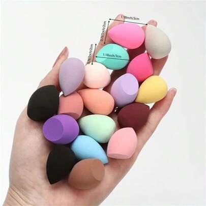 10 miếng bông trang điểm mini hình giọt nước, màu sắc và kiểu dáng ngẫu nhiên, dùng được cả khô và ướt, dùng để tán phấn trang điểm.