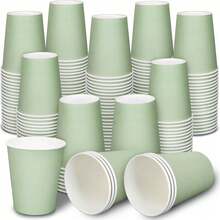 Sage Green Paper Cups, Cold Drink Cups And Coffee Cups, Party Tableware, Suitable For Birthday Party, Wedding, Mother's Day - Mint Green - View 2