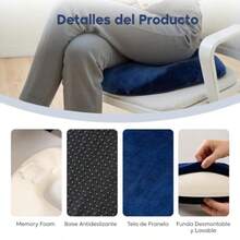 OSLIFE Cojin para Coxis y Ciatica Lumbar Cojines para Silla Memory Foam Dona para Sentarse para Hemorroides Asiento para Silla de Oficina Hogar Coche  89681 - Azul - Ver 5