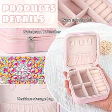2pcs Diamond Painting Jewelry Box Set, Mandala Pattern, Canvas Material, Size 10*10*5cm, Asymmetric Crystal Diamond Painting Makeup Bag Kit, Suitable For Storing Earrings, Rings, Bracelets, Necklaces And Other Small Items, Ideal For Daily Use, Travel And Holiday Gifts - View 4