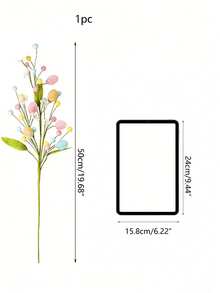 1支人造复活节花，彩色复活节彩蛋浆果装饰，春季花茎复活节彩蛋枝，适合家居派对花瓶中心摆件装饰 - 彩色 - 查看 4