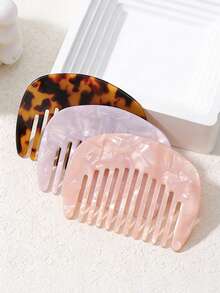 New Acetate Hair Comb, French Style Portable Fashion Marble Texture Hair Brush - Multicolor - View 2