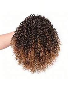 8 Inch Kinky Curly Ponytail Extension Drawstring Clip In Ponytail Natural Black Synthetic Hairpiece Fluffy Afro Curly Pony Tail For Women - Multicolor - View 9