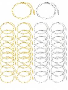 [10pcs Lobster Clasp Kit] 10pcs Stainless Steel Adjustable Charm Bracelet Kit With Lobster Clasp | Suitable For DIY Jewelry Making | Golden + Silvery - Star - View 1