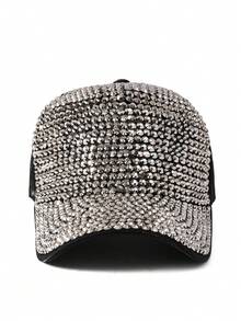 1顶女士可调节水钻棒球帽，时尚百搭尖顶帽，情侣款 - 棒球帽 - 查看 4