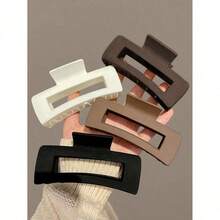 4pcs Women's Black, White, Brown 4. 33in/11cm Square Plastic Large Hair Clips, Fashionable, Elegant, Versatile, Minimalist Style, Suitable For Daily, Party, Commute, Vacation - Hair Claws For Styling, Washing, Make-Up, Outfit Accessorizing Summer Hair Jaw Clip Hair Clamps Hair Clutch Hair Catcher Clip, School Stuff, College Fall Winter Claw Clip Hair Accessories For Women - 多色 2 - 查看 11