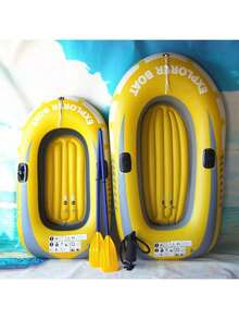 1-2 Persona Kayak Inflable, Bote Inflable, Canoa, Bote de Pesca Inflable, Balsa Flotante, Yate Inflable, Juguete Adulto para Piscina y Lago, Fondo Inflable de PVC Amarillo/Verde - Multicolor - Ver 6