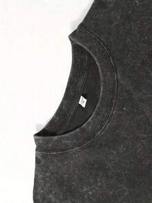 1 PcsMen's Pattern Washed T-Shirt - Double Sided Printing, 100% Cotton, Short Sleeved, Summer Casual T-Shirt, Black With White Star Design, Loose Fit, Machine Washable, Daily T-Shirt |     Loose Fit Shirt |     100% Cotton T-Shirt, Cotton T-Shirt210g 100% Cotton,The Patterns Are All Printed. Unisex.Summer Outfits For Women - màu đen - Xem 6