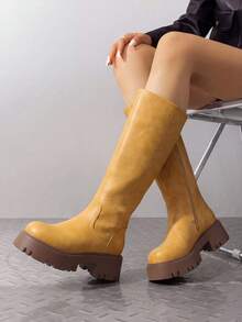 Knee High Boots Women, Comfortable Platform Boots For Women - Màu vàng - Xem 1